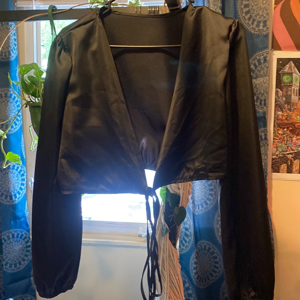 Satin silk wrap top never wore